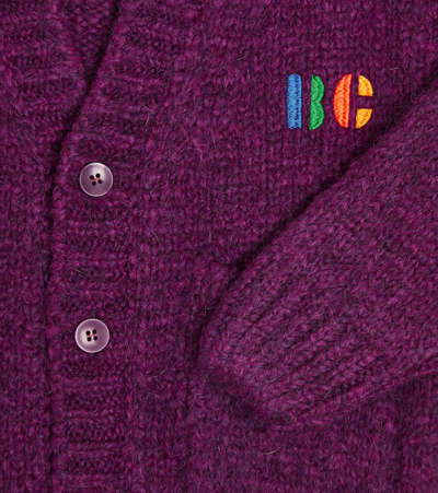 Shop Bobo Choses Big B Wool-blend Cardigan In Purple