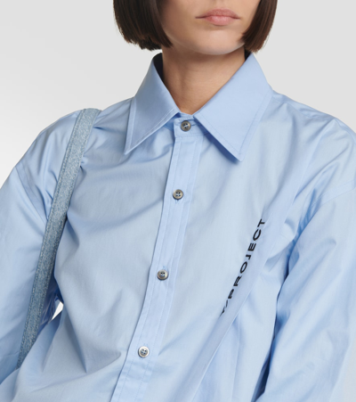 Y/project Logo Cotton Shirt In Blue