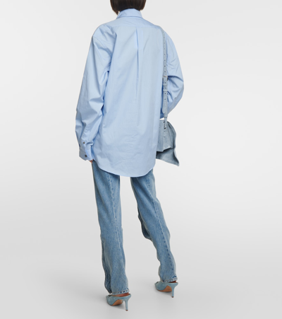 Y/project Logo Cotton Shirt In Blue