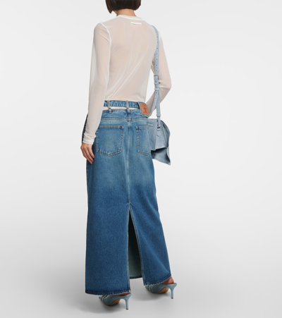 Shop Y/project Y Belt Denim Maxi Skirt In Blue