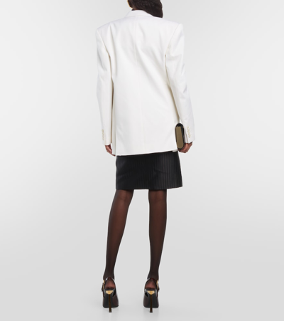 Shop Saint Laurent Virgin Wool Gabardine Blazer In White