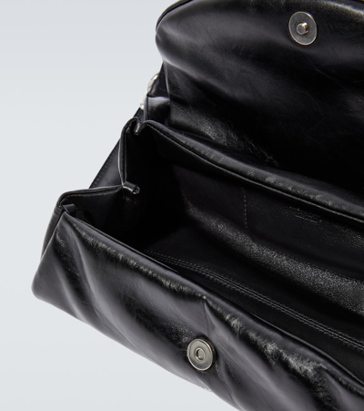 Shop Jil Sander Cannola Grande Leather Shoulder Bag In Black