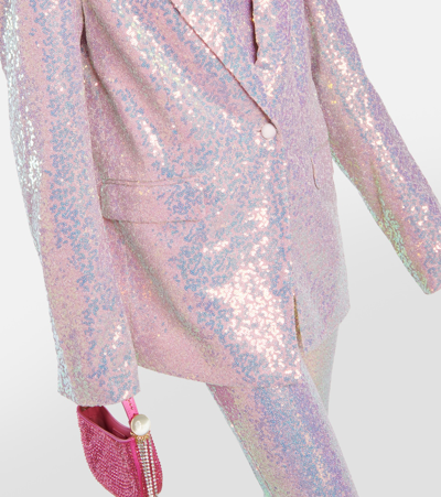 Shop Rotate Birger Christensen Oversized Sequined Blazer In Pink