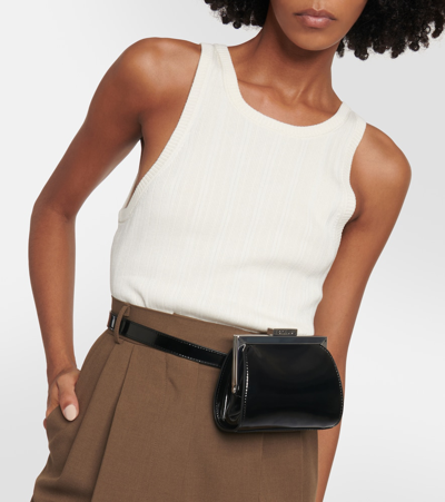 Staud Lennon Mini Leather Shoulder Bag In Black