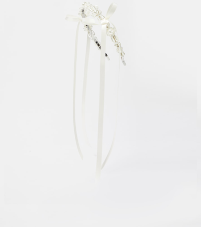 Shop Simone Rocha Bow-detail Faux Pearl Headband In White