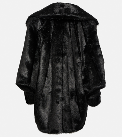 Shop Saint Laurent Animal-free Fur Coat In Black