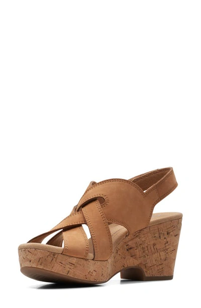 Shop Clarks ® Giselle Flora Suede Platform Sandal In Light Tan