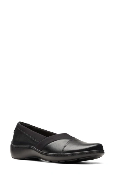 Shop Clarks Cora Charm Flat In Black Leather