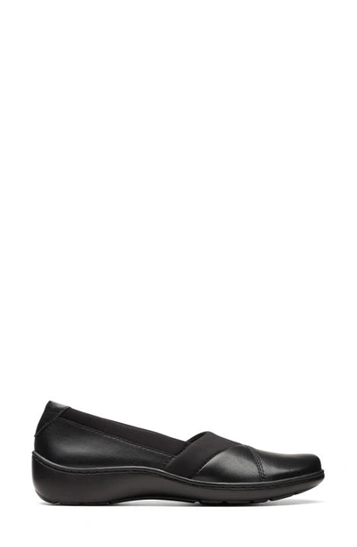 Clarks Cora Heather Womens Faux Leather Slip On Loafers In Black Leather