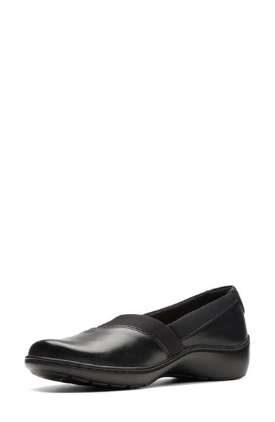 Clarks Cora Heather Womens Faux Leather Slip On Loafers In Black Leather