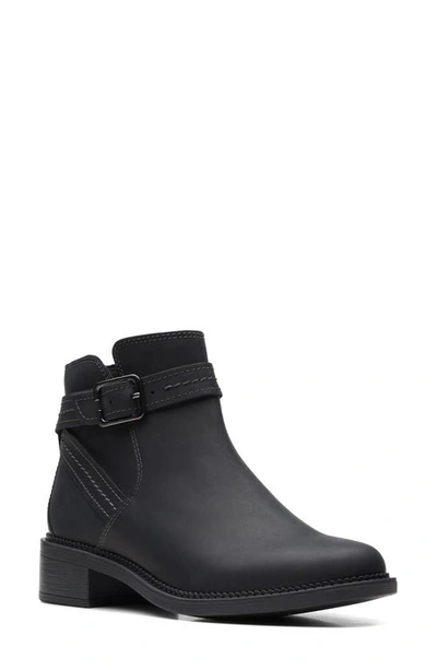 Clarks Maye Strap Womens Leather Ankle Booties In Black Leather