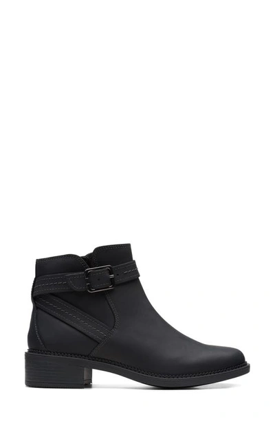 Clarks Maye Strap Womens Leather Ankle Booties In Black Leather