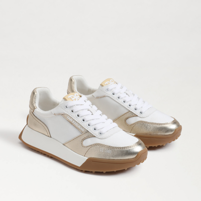 Shop Sam Edelman Layla Sneaker White/gold In Multi