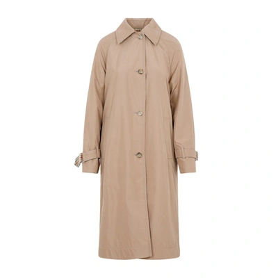 Shop Akris Wool Flannel Coat Jacket In Nude & Neutrals