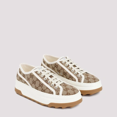 Shop Gucci Tennis Treck Sneakers Shoes In Nude &amp; Neutrals