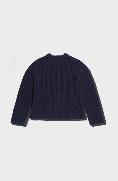 Shop Altu Pullover With Buttons In Space Blue