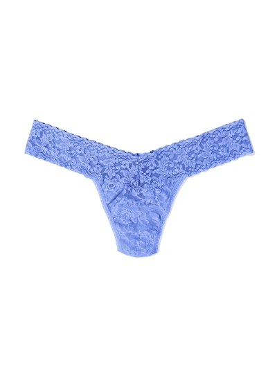 Shop Hanky Panky Signature Lace Low Rise Thong Forget Me Not Blue In Purple