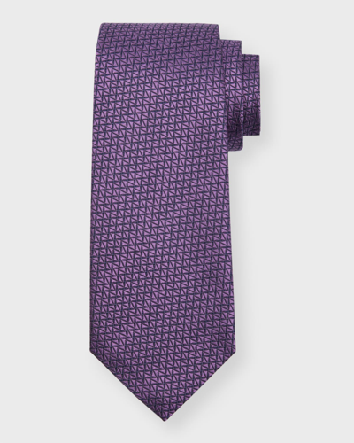 Shop Isaia Men's Geometric Silk Tie In Medium Pur