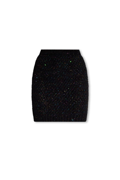 Shop Balmain Sequin Embellished Pencil Skirt In Black