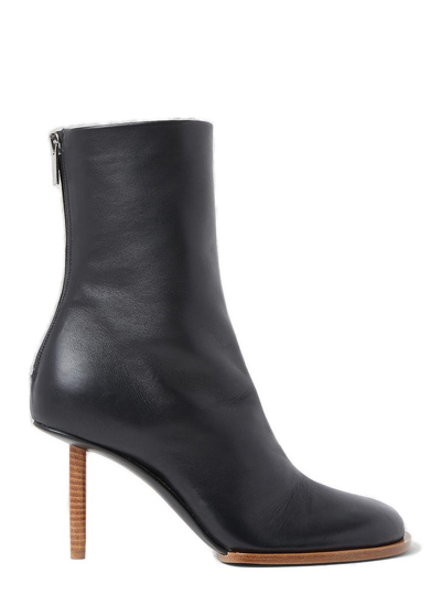 Shop Jacquemus Round Square Ankle Boots In Black