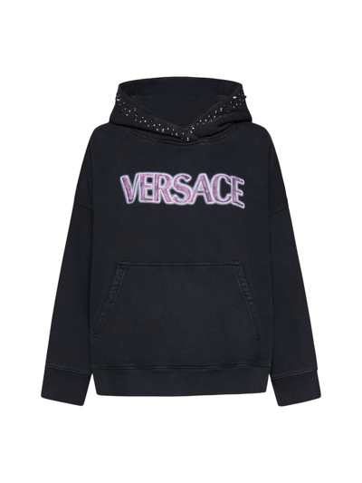 Shop Versace Sweaters In Nero Fuxia