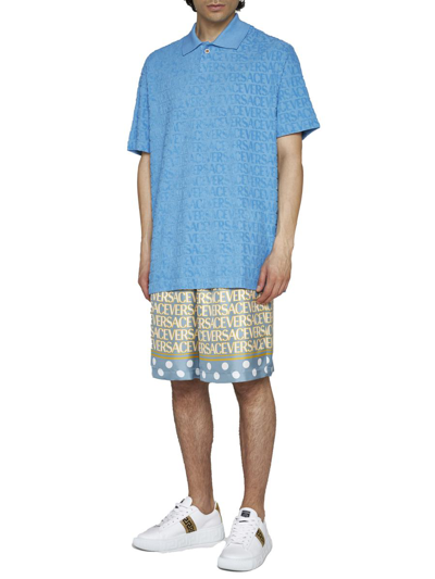 Shop Versace T-shirts And Polos In Summer Sky Blue