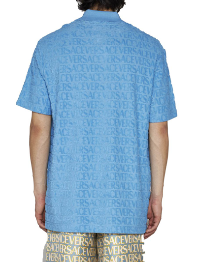 Shop Versace T-shirts And Polos In Summer Sky Blue