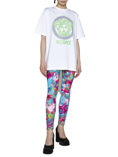 Shop Versace T-shirts And Polos In White+neon Green+neon Lavander