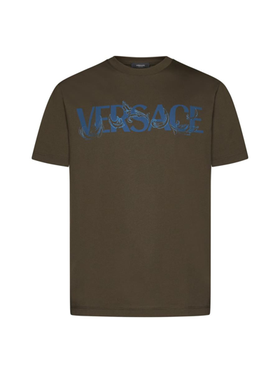 Shop Versace T-shirts And Polos In Winter Green