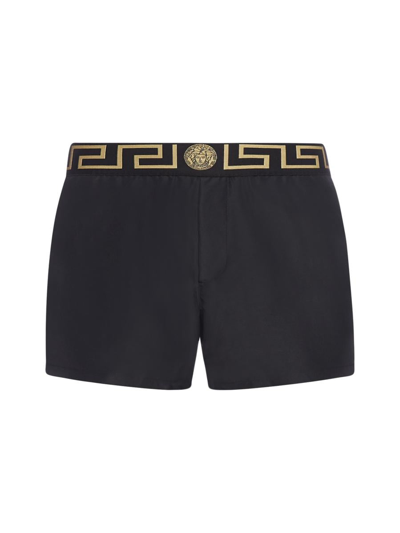Shop Versace Underwear Sea Clothing In Black Gold Greek Key