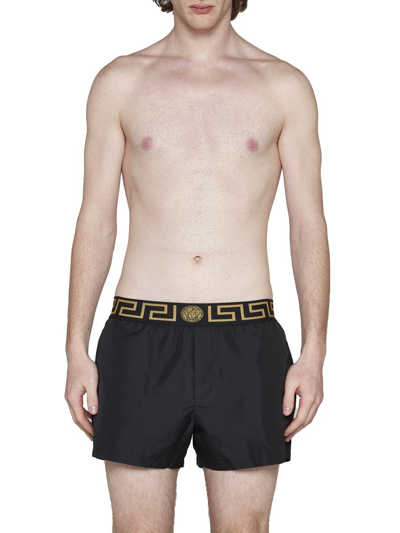 Shop Versace Underwear Sea Clothing In Black Gold Greek Key