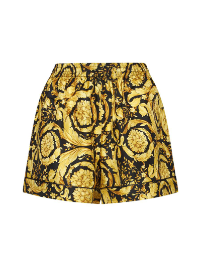 Shop Versace Underwear Shorts In Black+gold
