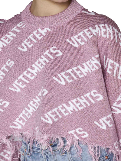Shop Vetements Sweaters In Baby Pink White