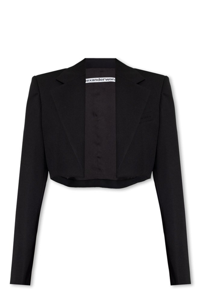 Shop Alexander Wang Cropped Tuxedo Blazer In Black