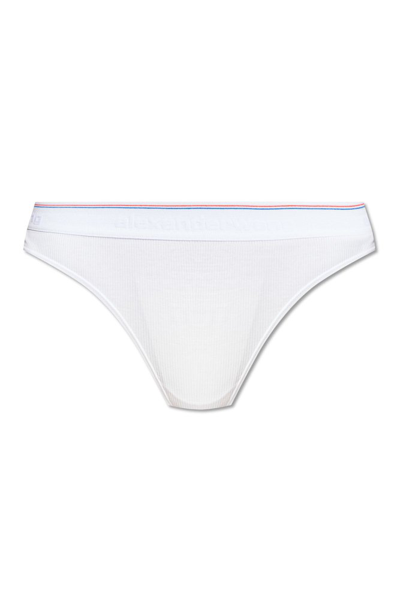 Shop Alexander Wang Ribbed Jersey Thongs In White