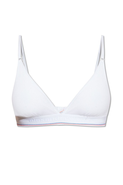 Shop Alexander Wang Ribbed Jersey Triangle Bra In White