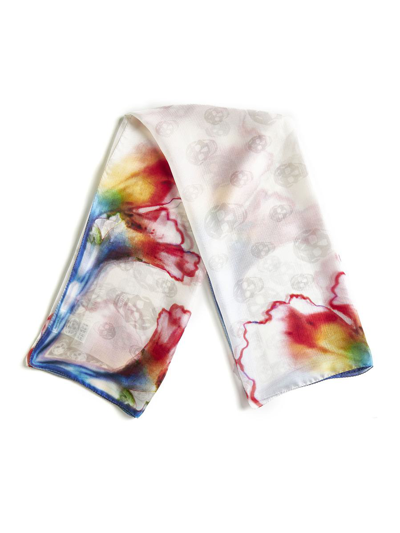 Shop Alexander Mcqueen Scarfs In Ivory Red