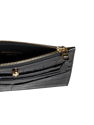 Alexander Mcqueen Skull Embossed Zipped Wallet In Black