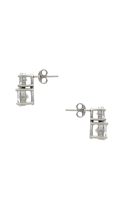 Shop Shashi Double Solitaire Stud In Silver