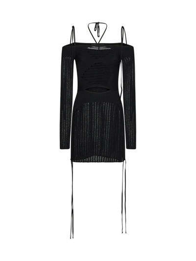 Andrea Adamo Andreādamo Knit Ribbed Mini Dress In Black