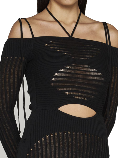 Andrea Adamo Andreādamo Knit Ribbed Mini Dress In Black