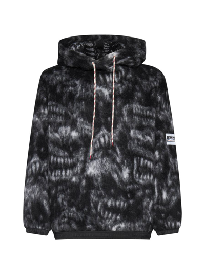 Aries Logo-patch Drawstring Hoodie In Black