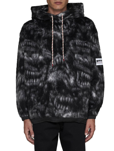 Aries Logo-patch Drawstring Hoodie In Black