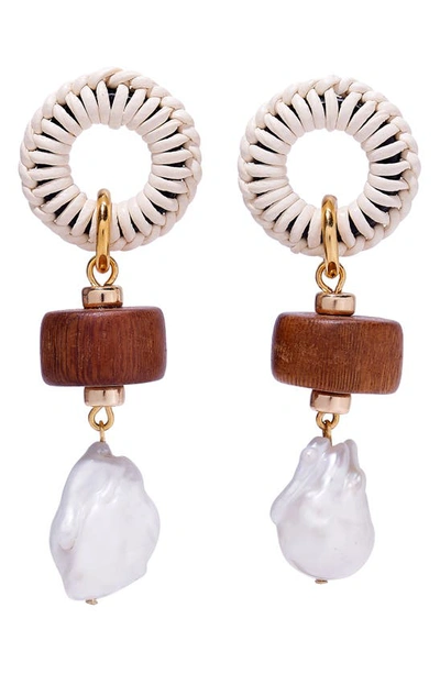 Shop Lizzie Fortunato Woven Saddle Drop Earrings In White Multi