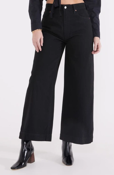 Shop Etica Devon High Waist Wide Leg Jeans In Black Onyx