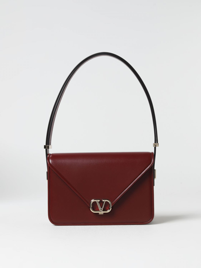 Shop Valentino Letter Bag In Leather In Burgundy