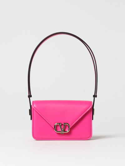 Shop Valentino Letter Bag In Leather In Pink
