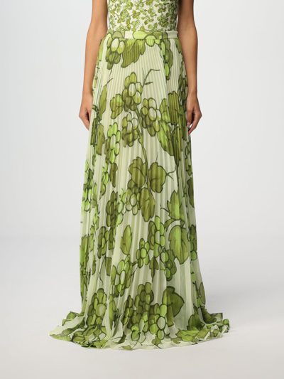 Etro Printed Pleated High-rise Maxi Skirt In Green