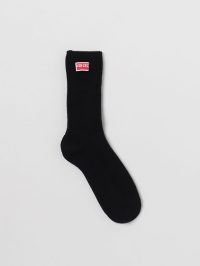 Shop Kenzo Socks In Cotton And Wool Blend In Black