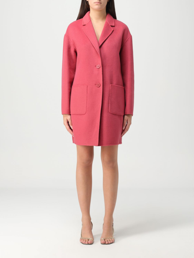 Shop Twinset Coat In Wool Blend In Fuchsia